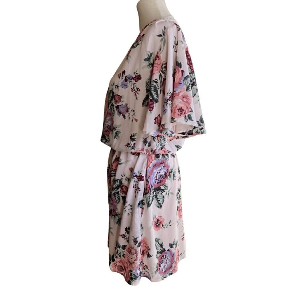 Mimi Chica Womens Surplice Neck Floral Print Mini Dress Size M - Picture 8 of 11